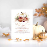 Herfst in Love Elegant Wedding Rust Flowers Pumpki Kaart<br><div class="desc">Herfst in Love - een romantische bruiloft uitnodiging beschikt over een waterverf witte pompoen versierd met terracotta,  bordeaux rood,  roestbloemen en pampasgras.</div>