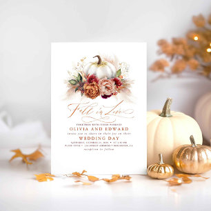 Herfst in Love Elegant Wedding Rust Flowers Pumpki Kaart