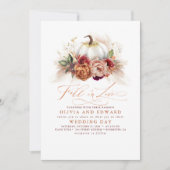 Herfst in Love Elegant Wedding Rust Flowers Pumpki Kaart (Voorkant)