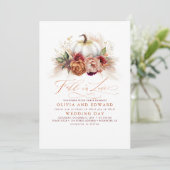 Herfst in Love Elegant Wedding Rust Flowers Pumpki Kaart (Staand voorkant)