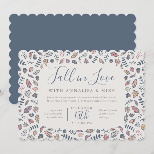 Herfst in Love Engagement Party Kaart (Voorkant / Achterkant)