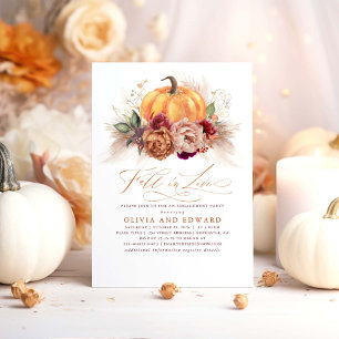 Herfst in Love Engagement Party Rust Flowers Pumpk Kaart