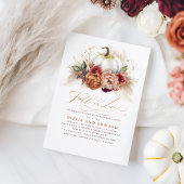 Herfst in Love Engagement Party Rust Flowers Pumpk Kaart