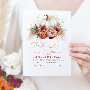 Herfst in Love Engagement Party Rust Flowers Pumpk Kaart