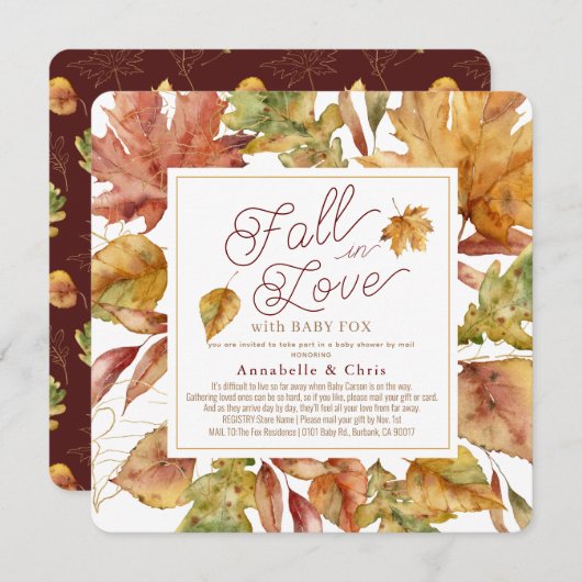 Herfst in Love Fall Leaves Baby shower by Mail Kaart (Voorkant / Achterkant)