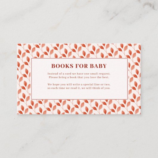 Herfst In Love Flora herfst Baby shower Boeken voo Informatiekaartje (Voorkant)