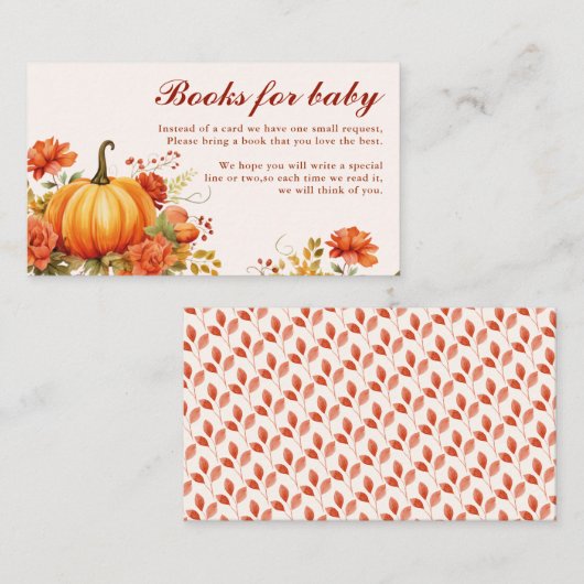 Herfst In Love Flora herfst Baby shower Boeken voo Informatiekaartje (Voorkant / Achterkant)