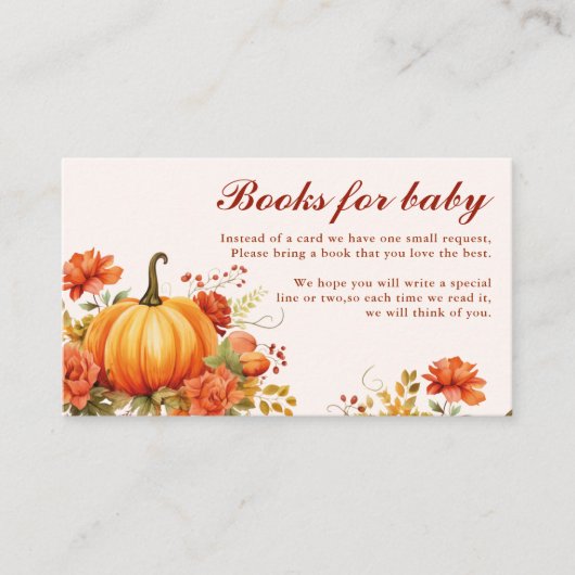 Herfst In Love Flora herfst Baby shower Boeken voo Informatiekaartje (Voorkant)