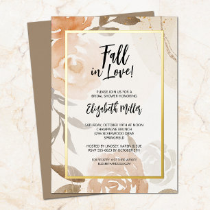 Herfst in Love Floral Bridal Shower Invitations Folie Uitnodiging