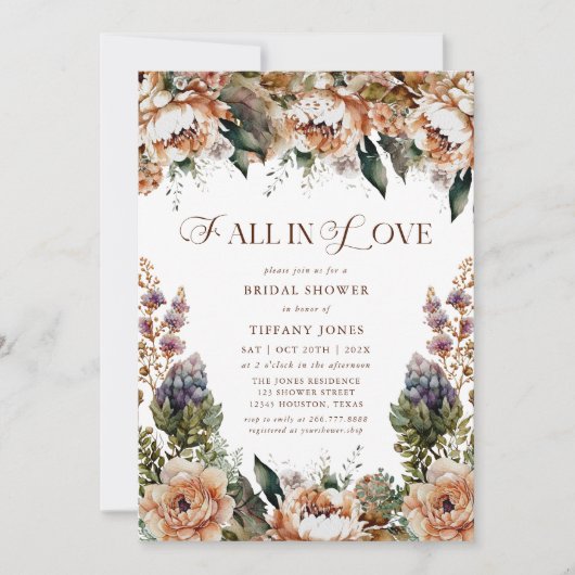 Herfst in Love Floral Bruidsdouche Uitnodiging (Voorkant)