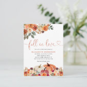 Herfst in Love Floral Oranje Pumpkin Vrijgezellenf Briefkaart (Staand voorkant)