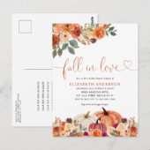 Herfst in Love Floral Oranje Pumpkin Vrijgezellenf Briefkaart (Voorkant / Achterkant)