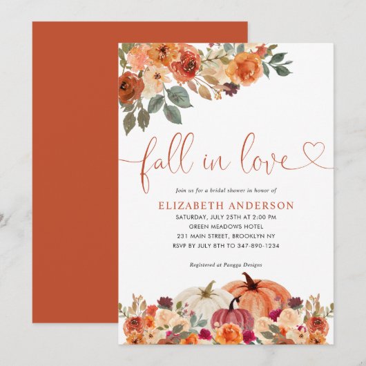 Herfst in Love Floral Oranje Pumpkin Vrijgezellenf Kaart (Voorkant / Achterkant)