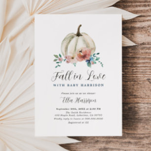 Herfst in Love Floral Pumpkin Baby shower Uitnodig Kaart