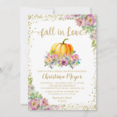 Herfst in Love Floral Pumpkin Glitter Vrijgezellen Kaart (Voorkant)