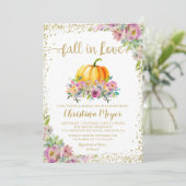 Herfst in Love Floral Pumpkin Glitter Vrijgezellen Kaart (Staand voorkant)