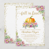 Herfst in Love Floral Pumpkin Glitter Vrijgezellen Kaart (Voorkant / Achterkant)