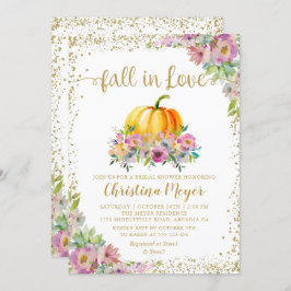 Herfst in Love Floral Pumpkin Glitter Vrijgezellen Kaart