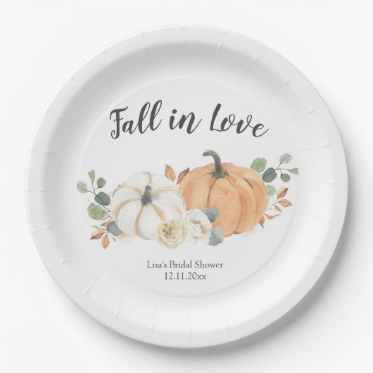 Herfst in Love Floral Pumpkin Paper Bord (Voorkant)