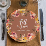 Herfst in Love Floral Vrijgezellenfeest Terracotta Papieren Bordje<br><div class="desc">De woorden Herfst in Love en andere partijdetails in het hoofdletterschrift op elegante waterverf herfst bloemen en groenery bordered terracotta paper borden zijn altijd perfect. Beschikbaar in 2 formaten en 2 vormen. Punten in onze winkel koppelen.</div>