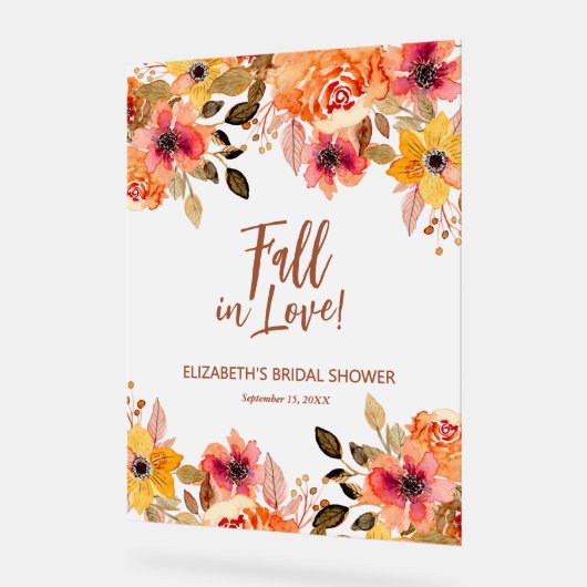 Herfst in Love Floral Vrijgezellenfeest Welkom Acryl Bord (Hoek)