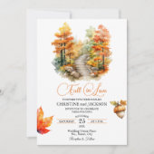 Herfst in Love Forest in de Herfst QR Code Wedding Kaart (Voorkant)