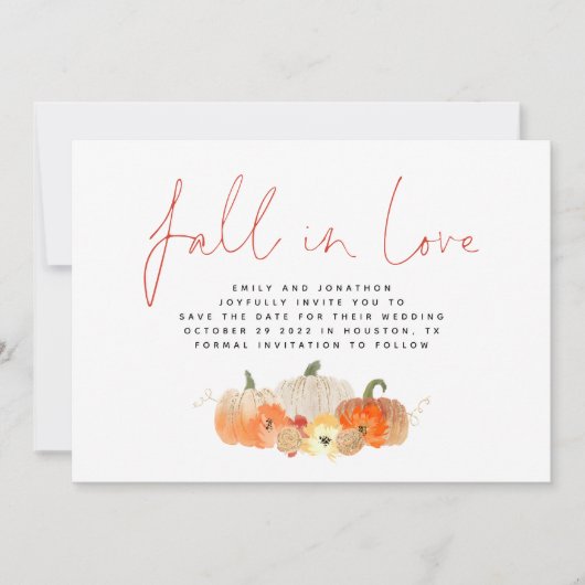 Herfst in Love Glittery Pumpkins QR Code Weddensch Save The Date (Voorkant)