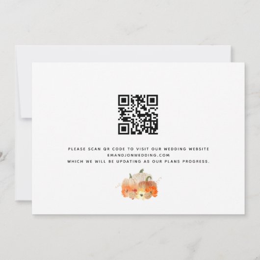 Herfst in Love Glittery Pumpkins QR Code Weddensch Save The Date (Achterkant)