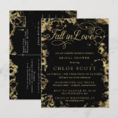 Herfst in Love Gold Black Vrijgezellenfeest Briefkaart (Voorkant / Achterkant)