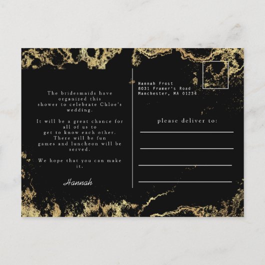 Herfst in Love Gold Black Vrijgezellenfeest Briefkaart (Achterkant)