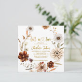 Herfst In Love Gold Folie Neutral Boho Vrijgezelle Kaart (Staand voorkant)