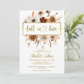 Herfst In Love Gold Folie Neutral Boho Vrijgezelle Kaart (Staand voorkant)