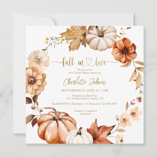 Herfst In Love Gold Rust Krans Bloemen Vrijgezelle Kaart (Voorkant)