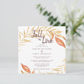 Herfst in Love Golden Foliage TerraCotta Wedding Kaart (Staand voorkant)