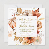 Herfst In Love Goud Terracotta Bloemen Vrijgezelle Kaart (Voorkant)