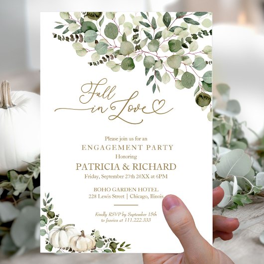 Herfst in Love Greenery Engagement Party Kaart