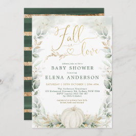 Herfst in Love Greenery Gold Pumpkin Baby shower Kaart