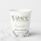 Herfst in Love Greenery Gold Pumpkin Vrijgezellenf Papieren Bekers (Achterkant)