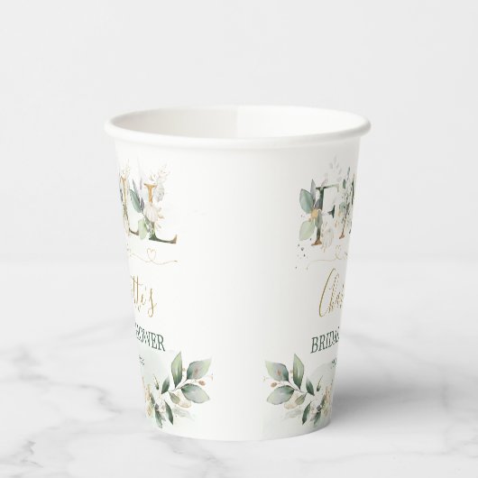 Herfst in Love Greenery Gold Pumpkin Vrijgezellenf Papieren Bekers (Links)