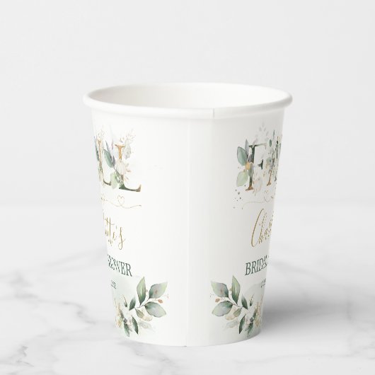 Herfst in Love Greenery Gold Pumpkin Vrijgezellenf Papieren Bekers (Rechts)