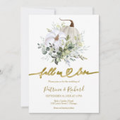 Herfst In Love Greenery Pompoen Fall Wedding Kaart (Voorkant)