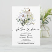 Herfst in Love Greenery Pumpkin Herfst Vrijgezelle Kaart (Staand voorkant)