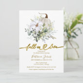 Herfst in Love Greenery Pumpkin Herfst Vrijgezelle Kaart (Staand voorkant)