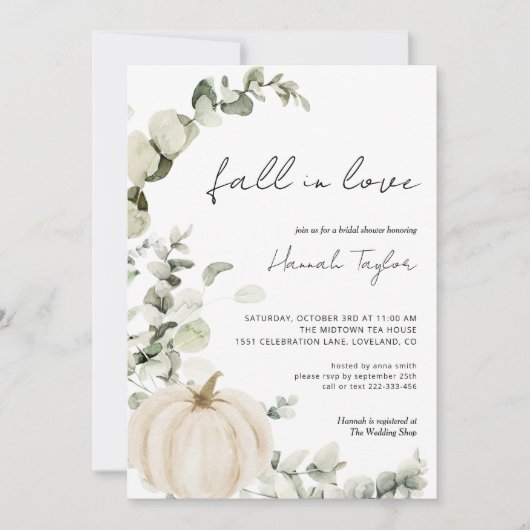 Herfst in Love Greenery Pumpkin Herfst Vrijgezelle Kaart (Voorkant)