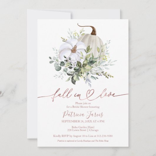 Herfst in Love Greenery Pumpkin Herfst Vrijgezelle Kaart (Voorkant)