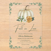 Herfst in Love Greenery Pumpkin Vrijgezellenfeest Acryl Uitnodigingen (Voorkant)