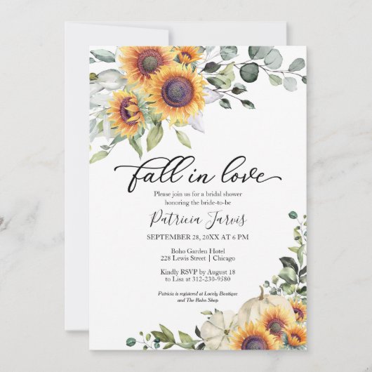 Herfst in Love Greenery Sunflower Vrijgezellenfees Kaart (Voorkant)