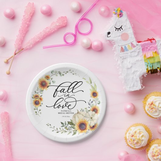 Herfst in Love Greenery Sunflower Vrijgezellenfees Papieren Bordje (Feest)