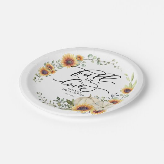 Herfst in Love Greenery Sunflower Vrijgezellenfees Papieren Bordje (Gekanteld)