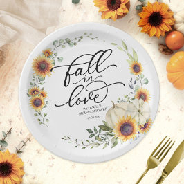 Herfst in Love Greenery Sunflower Vrijgezellenfees Papieren Bordje